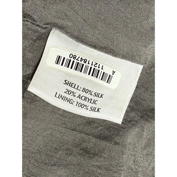 Eileen Fisher Blazer Silk Textured Jacket Womens Sz XS Pewter Open Front Crinkle - Picture 10 of 11